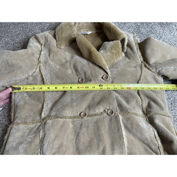 Marvin Richard’s Suede Leather Faux Fur Trim Tan Coat Size Large Y2K Vintage - Picture 11 of 11